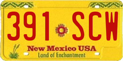 NM license plate 391SCW