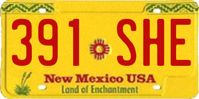 NM license plate 391SHE