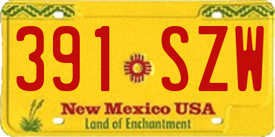 NM license plate 391SZW