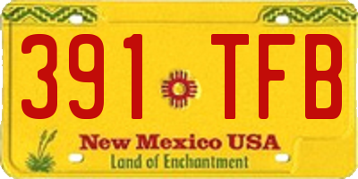 NM license plate 391TFB