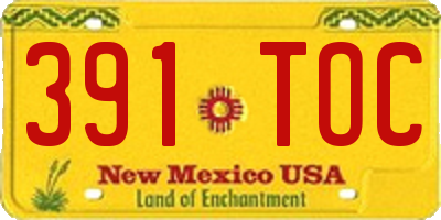 NM license plate 391TOC
