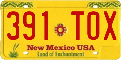 NM license plate 391TOX