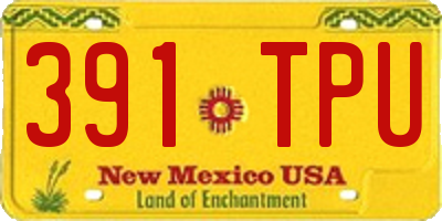 NM license plate 391TPU