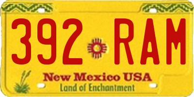 NM license plate 392RAM