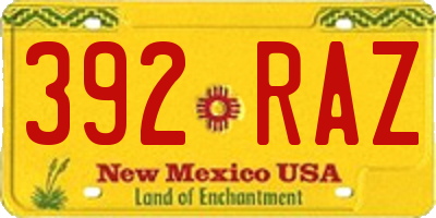 NM license plate 392RAZ