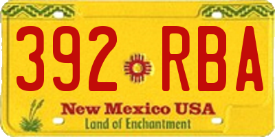 NM license plate 392RBA