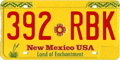 NM license plate 392RBK