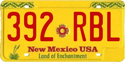 NM license plate 392RBL