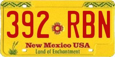 NM license plate 392RBN