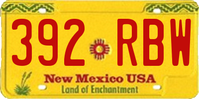 NM license plate 392RBW