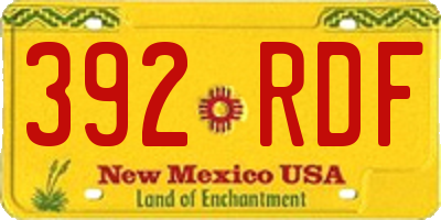 NM license plate 392RDF