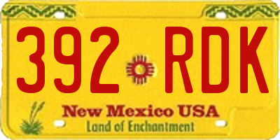 NM license plate 392RDK