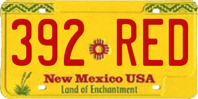 NM license plate 392RED
