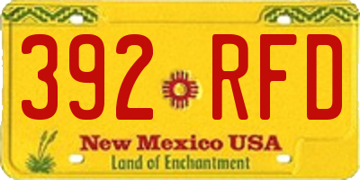 NM license plate 392RFD