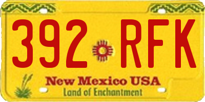 NM license plate 392RFK