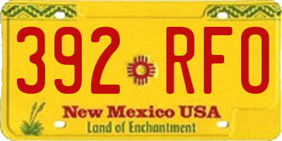 NM license plate 392RFO