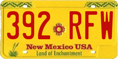 NM license plate 392RFW
