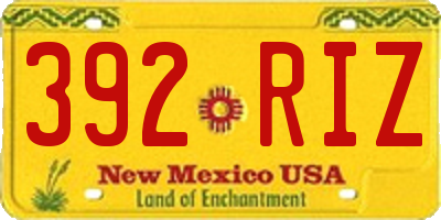 NM license plate 392RIZ