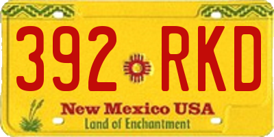 NM license plate 392RKD