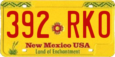NM license plate 392RKO