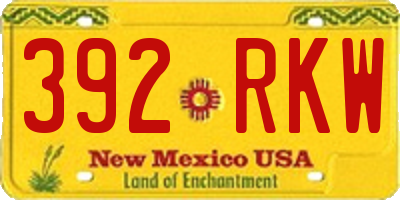 NM license plate 392RKW