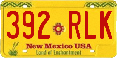 NM license plate 392RLK