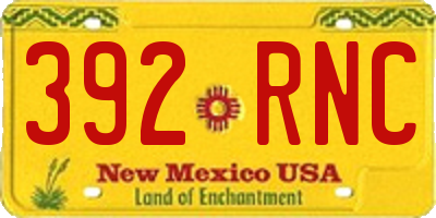 NM license plate 392RNC