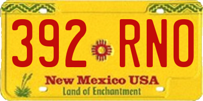 NM license plate 392RNO