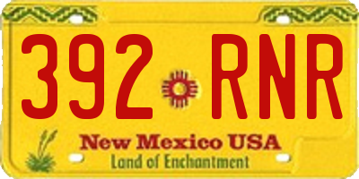NM license plate 392RNR