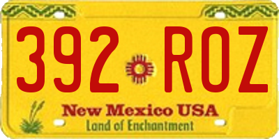 NM license plate 392ROZ