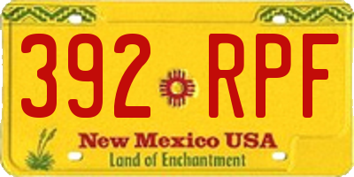 NM license plate 392RPF