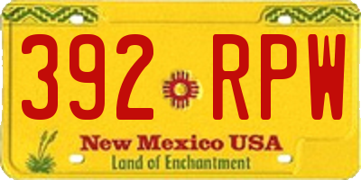 NM license plate 392RPW