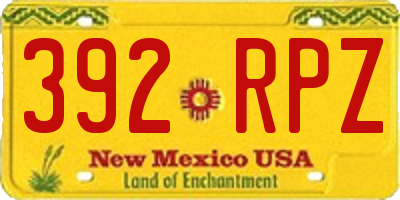 NM license plate 392RPZ
