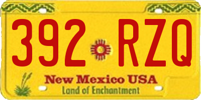 NM license plate 392RZQ