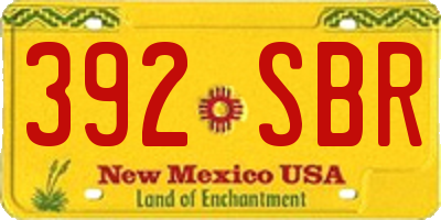NM license plate 392SBR
