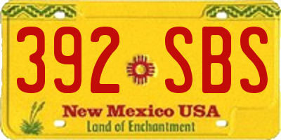 NM license plate 392SBS