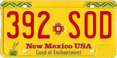 NM license plate 392SOD
