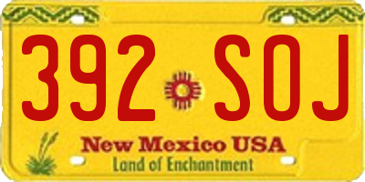 NM license plate 392SOJ