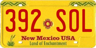 NM license plate 392SOL
