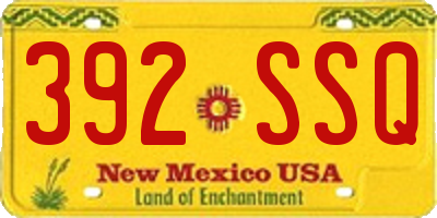 NM license plate 392SSQ