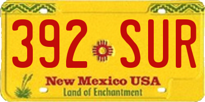 NM license plate 392SUR