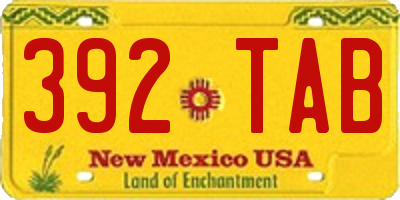 NM license plate 392TAB
