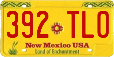NM license plate 392TLO