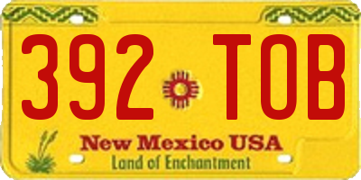 NM license plate 392TOB