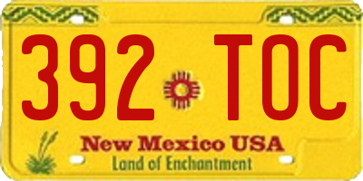 NM license plate 392TOC