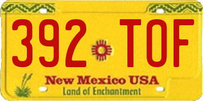 NM license plate 392TOF