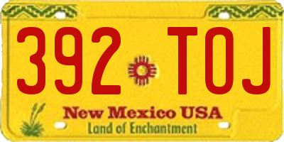 NM license plate 392TOJ