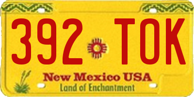 NM license plate 392TOK