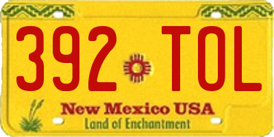 NM license plate 392TOL