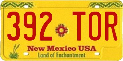 NM license plate 392TOR